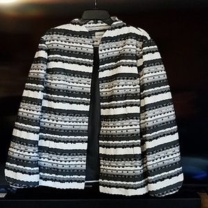 Chico's 3 Dressy Sequin Open Jacket Black & White